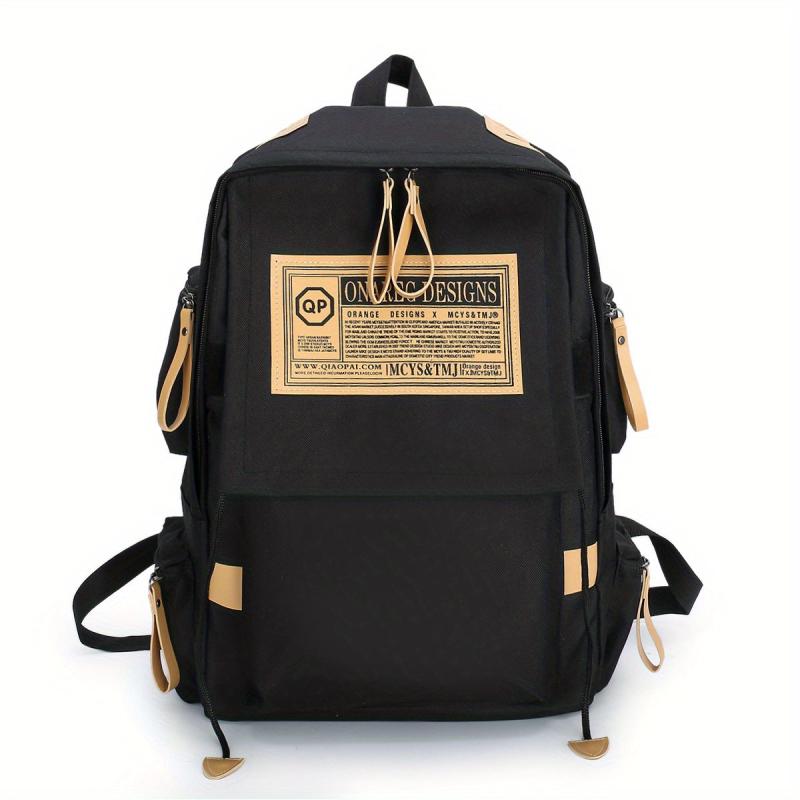 Casual Letter Patch Backpack Large Capacity School Bag