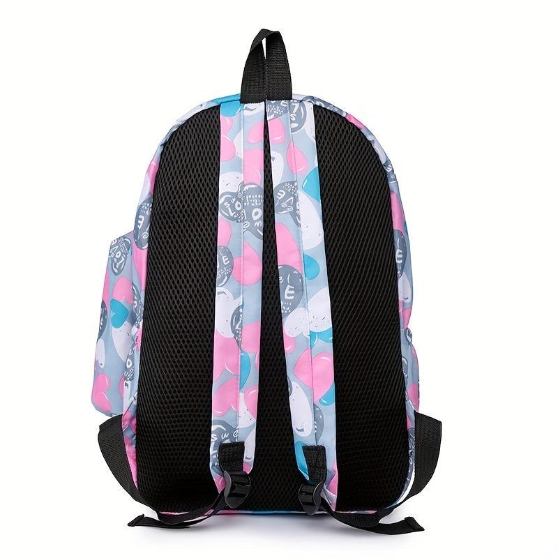 Heart Printed Large Capacity Backpack Set