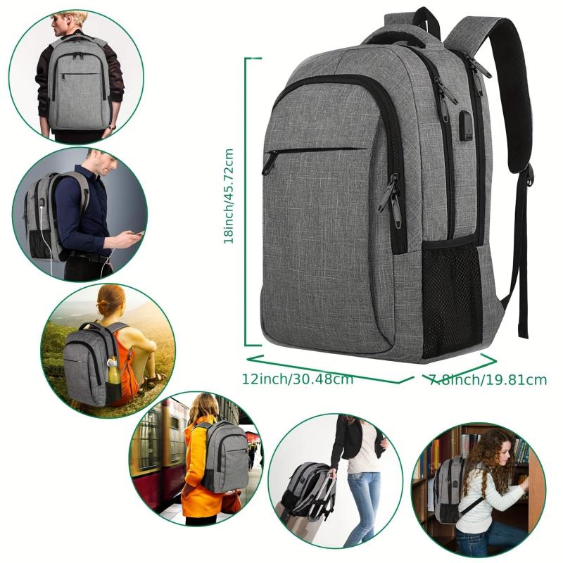 Multifunctional Business Backpack USB Charging Port Travel Bag
