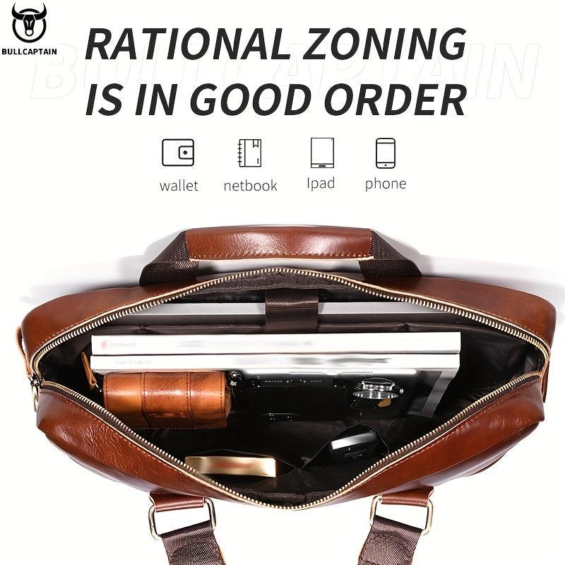 Bull Captain Leather Briefcase Men Large Capacity Multifunctional Shoulder Bag
