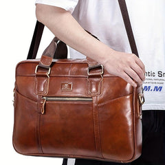 Bull Captain Leather Briefcase Men Large Capacity Multifunctional Shoulder Bag