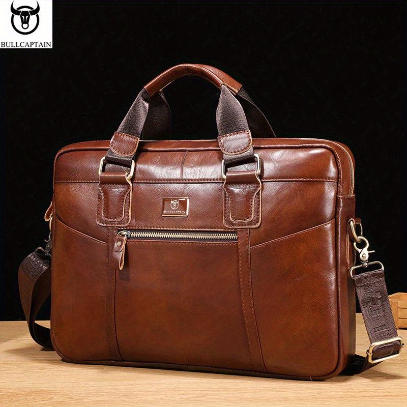 Bull Captain Leather Briefcase Men Large Capacity Multifunctional Shoulder Bag