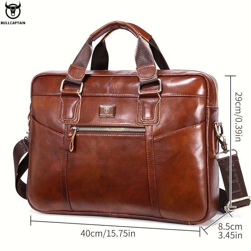 Bull Captain Leather Briefcase Men Large Capacity Multifunctional Shoulder Bag