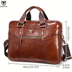 Bull Captain Leather Briefcase Men Large Capacity Multifunctional Shoulder Bag