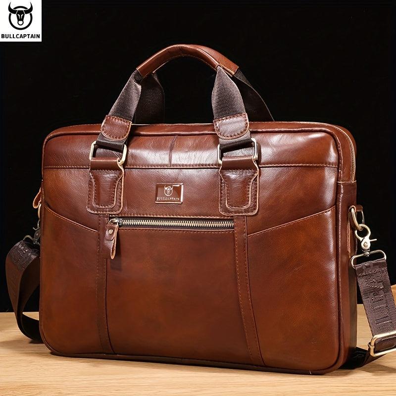 Bull Captain Leather Briefcase Men Large Capacity Multifunctional Shoulder Bag