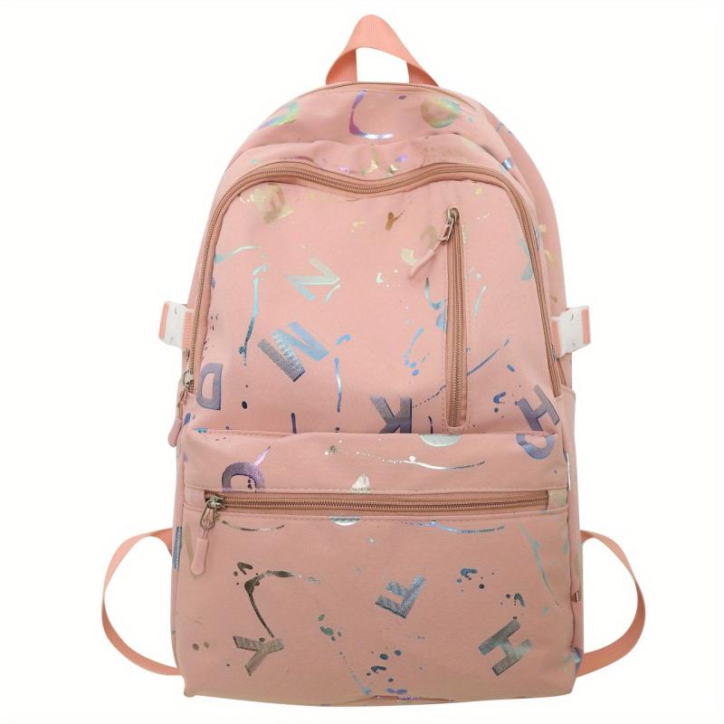 Colorful Letter Printed Backpack for Students College Schoolbag