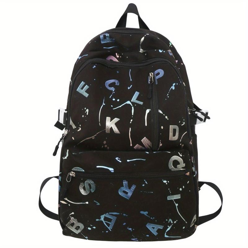 Colorful Letter Printed Backpack for Students College Schoolbag