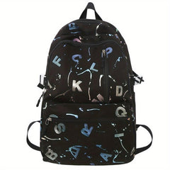 Colorful Letter Printed Backpack for Students College Schoolbag