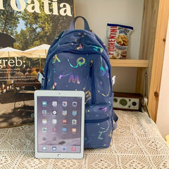 Colorful Letter Printed Backpack for Students College Schoolbag