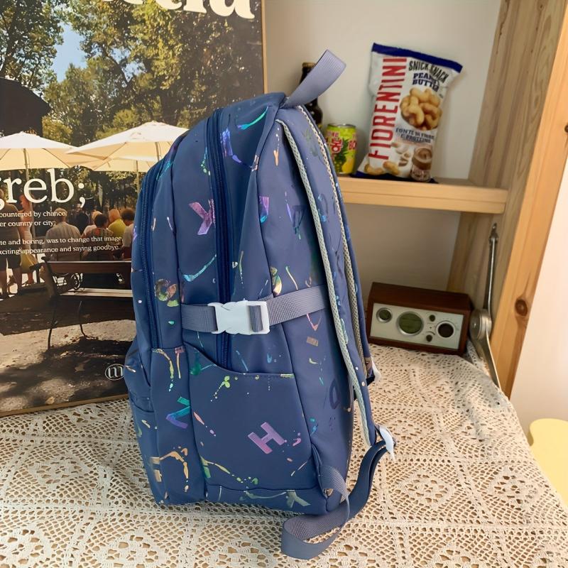 Colorful Letter Printed Backpack for Students College Schoolbag