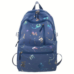 Colorful Letter Printed Backpack for Students College Schoolbag
