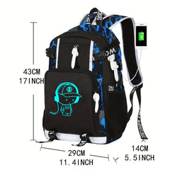Glow In The Dark Backpack Lightweight Spine Protection Students Schoolbag
