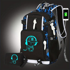 Glow In The Dark Backpack Lightweight Spine Protection Students Schoolbag