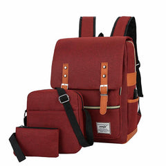3Pcs Flap Backpack Set Crossbody Bag Handbag Nylon Laptop Outdoor Travel
