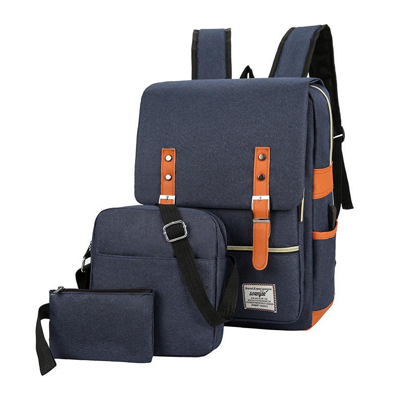 3Pcs Flap Backpack Set Crossbody Bag Handbag Nylon Laptop Outdoor Travel
