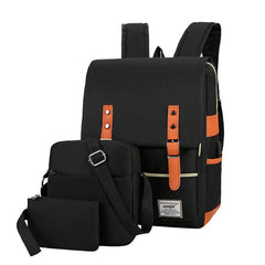 3Pcs Flap Backpack Set Crossbody Bag Handbag Nylon Laptop Outdoor Travel