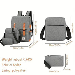 3Pcs Flap Backpack Set Crossbody Bag Handbag Nylon Laptop Outdoor Travel