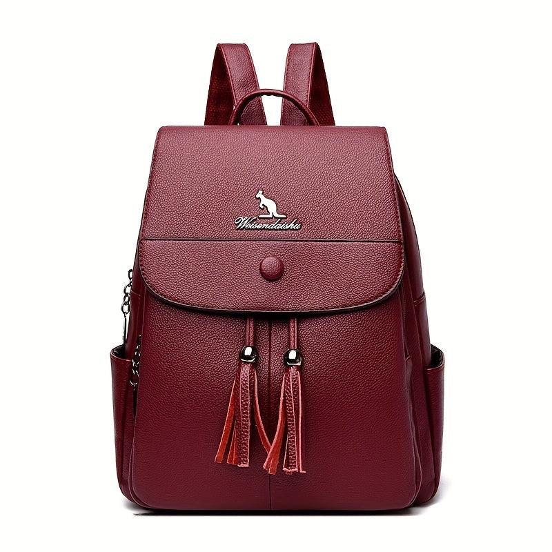 Casual Solid Small Backpack Large capacity Double Shoulder Bag PU Leather Bag