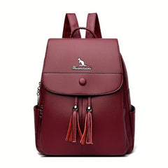 Casual Solid Small Backpack Large capacity Double Shoulder Bag PU Leather Bag