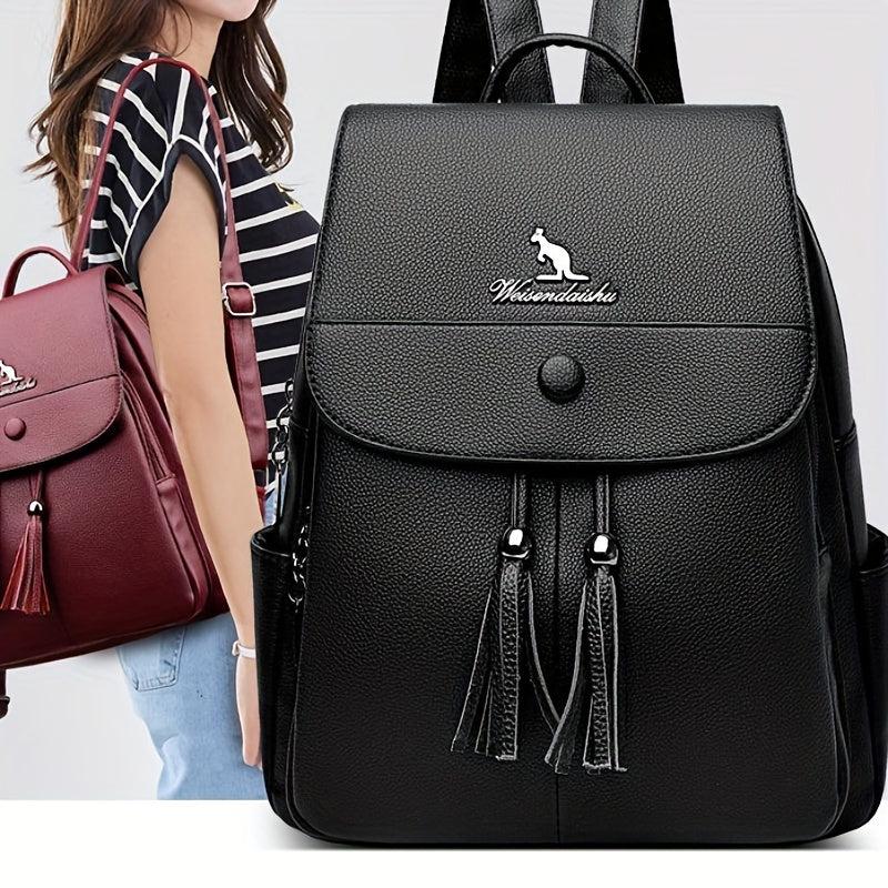 Casual Solid Small Backpack Large capacity Double Shoulder Bag PU Leather Bag