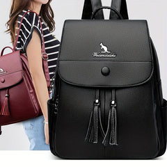 Casual Solid Small Backpack Large capacity Double Shoulder Bag PU Leather Bag