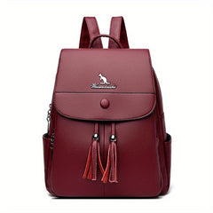Casual Solid Small Backpack Large capacity Double Shoulder Bag PU Leather Bag