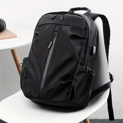 Pleated Backpack USB Charging Port Laptop Bag Business Trip Conference Solid Ver