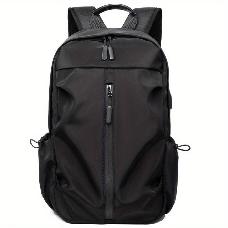 Pleated Backpack USB Charging Port Laptop Bag Business Trip Conference Solid Ver