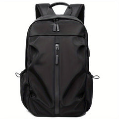 Pleated Backpack USB Charging Port Laptop Bag Business Trip Conference Solid Ver
