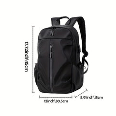 Pleated Backpack USB Charging Port Laptop Bag Business Trip Conference Solid Ver