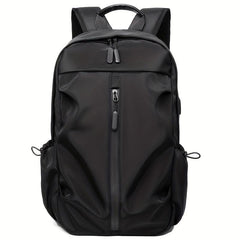 Pleated Backpack USB Charging Port Laptop Bag Business Trip Conference Solid Ver