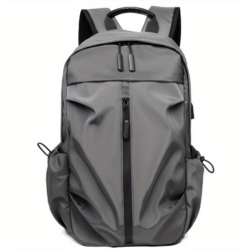 Pleated Backpack USB Charging Port Laptop Bag Business Trip Conference Solid Ver