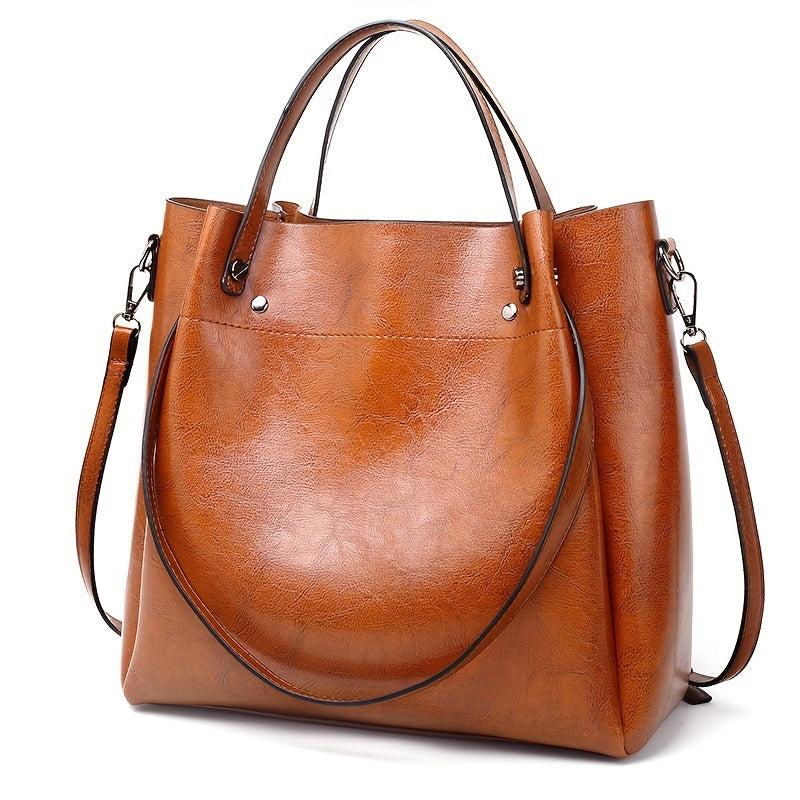 Soft Leather Retro Large Capacity Tote Bag