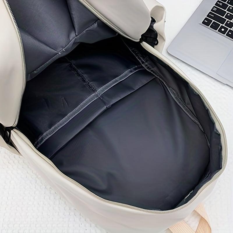 Solid Backpack with Flog Pendant for Students Work and Commuting