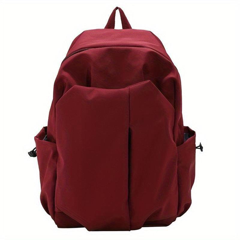 Solid Backpack with Flog Pendant for Students Work and Commuting