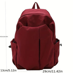 Solid Backpack with Flog Pendant for Students Work and Commuting