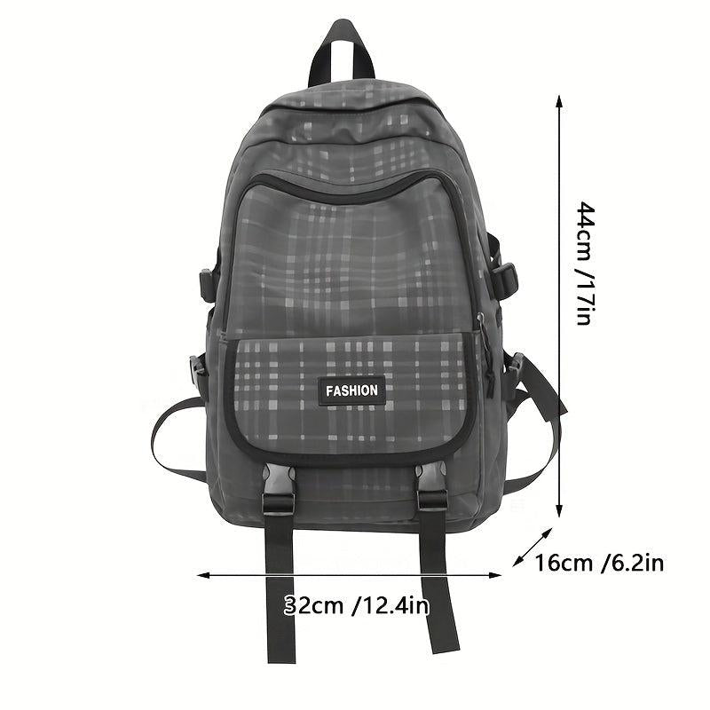 Men's Casual Plaid Backpack Travel Backpack 15.6 inch Computer Ba