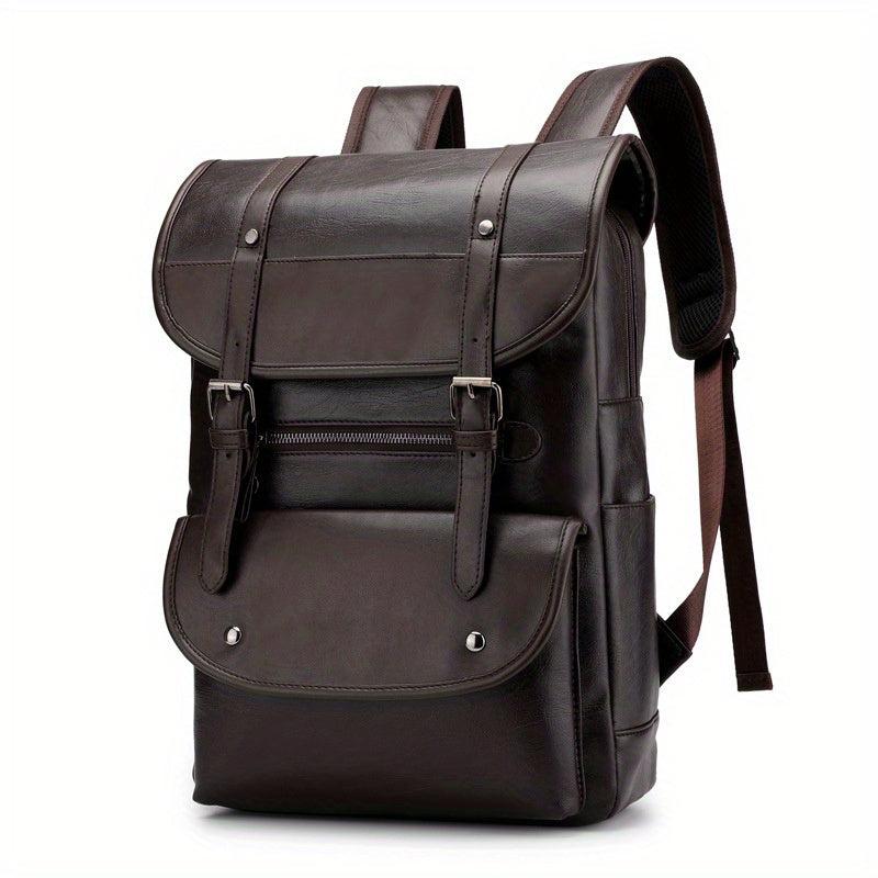 Retro Waterproof PU Leather Backpack for Travel Hiking Camping