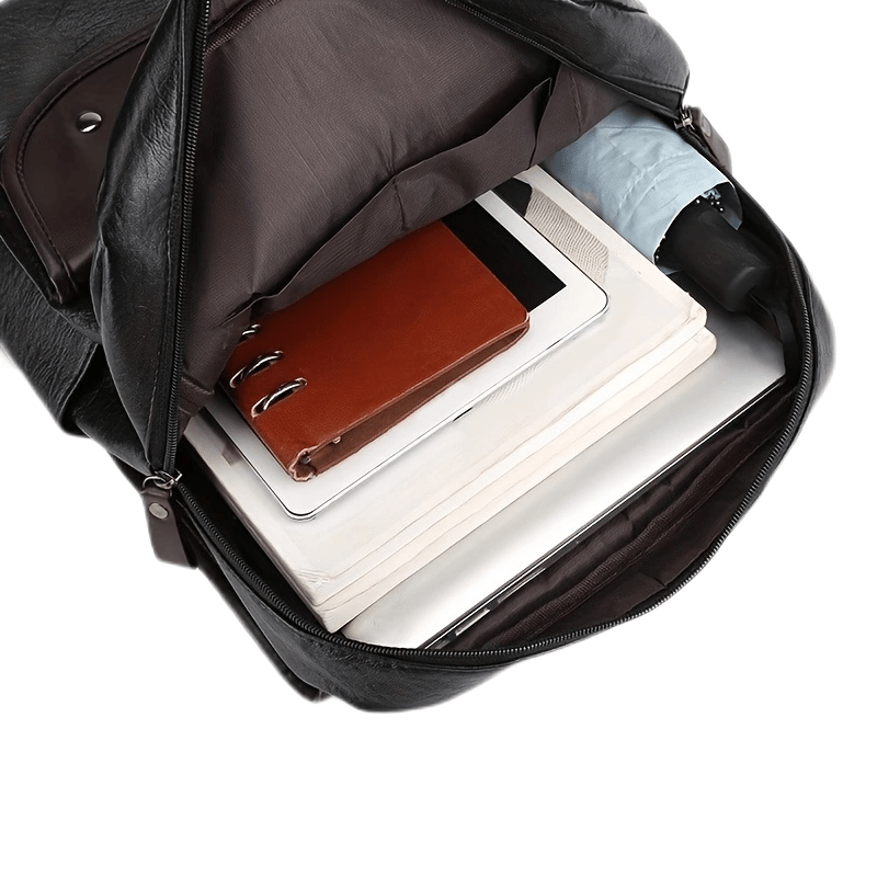 Retro Waterproof PU Leather Backpack for Travel Hiking Camping