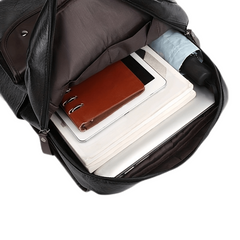 Retro Waterproof PU Leather Backpack for Travel Hiking Camping