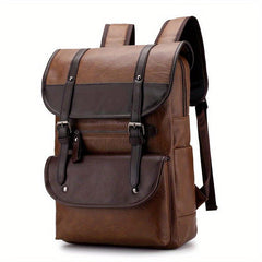 Retro Waterproof PU Leather Backpack for Travel Hiking Camping