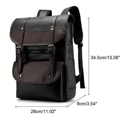 Retro Waterproof PU Leather Backpack for Travel Hiking Camping
