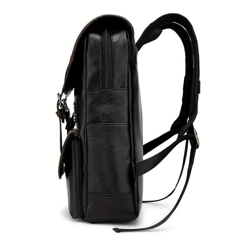 Retro Waterproof PU Leather Backpack for Travel Hiking Camping