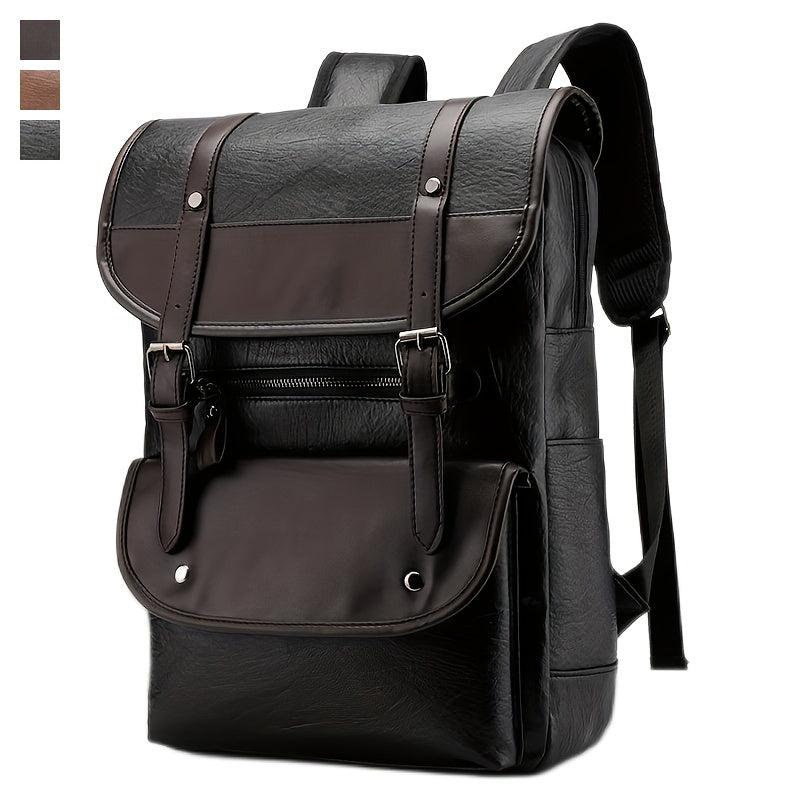 Retro Waterproof PU Leather Backpack for Travel Hiking Camping
