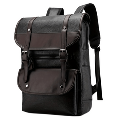 Retro Waterproof PU Leather Backpack for Travel Hiking Camping