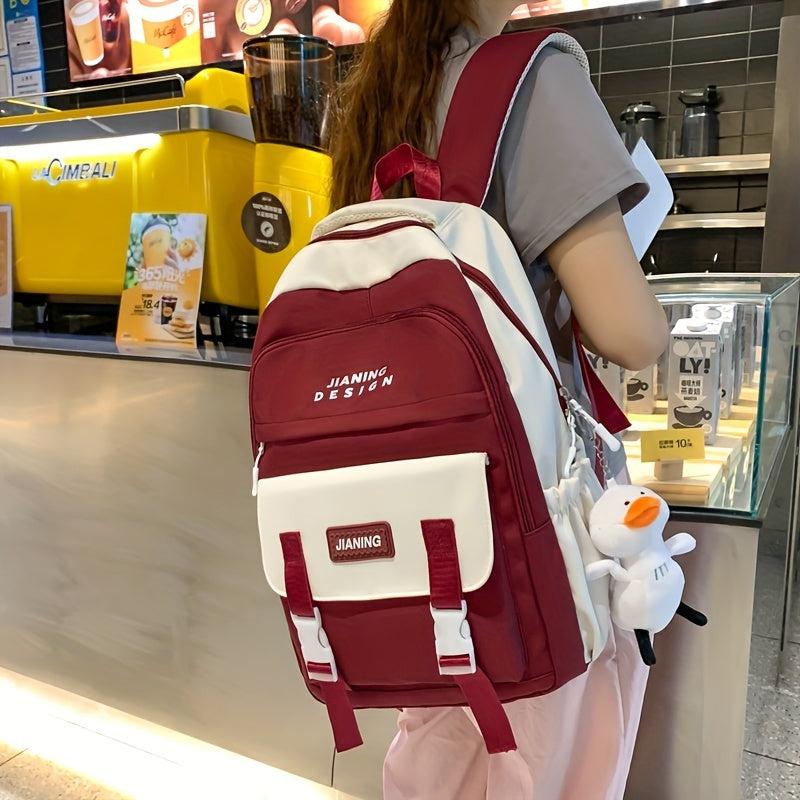 Contrast Backpack Large Capacity Waterproof Lightweight