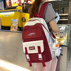 Contrast Backpack Large Capacity Waterproof Lightweight