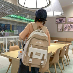 Contrast Backpack Large Capacity Waterproof Lightweight
