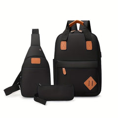 3pcs Compartment Backpack Set Outdoor Travel Large Capacity USB Charging