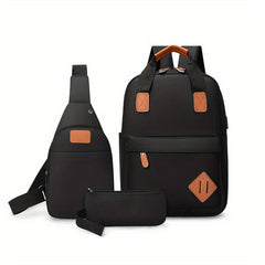 3pcs Compartment Backpack Set Outdoor Travel Large Capacity USB Charging